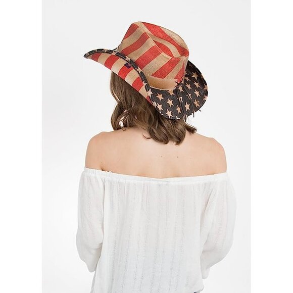 Cody James American Flag Straw‎ Cowboy Drifter Hat main image 6